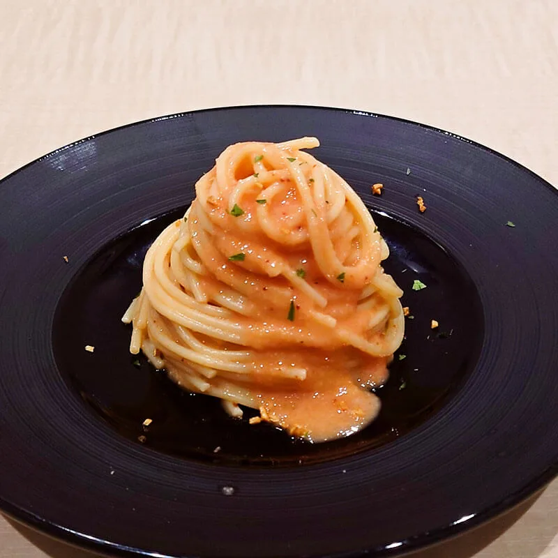 トップページに表示するインスタ風最新記事グリッド用の、たらこパスタ